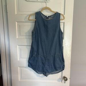 Topshop Moto Blue Denim Jumpsuit